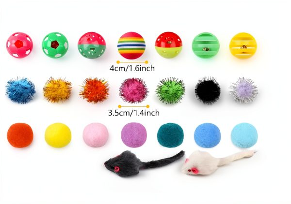 QUOZUO Cat Toys Pack 60pcs Balls Springs Mice Interactive-2