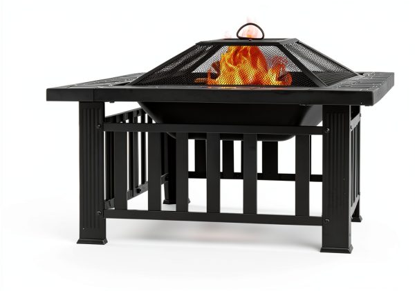 Panovue Outdoor Fire Pit Table American Style Iron Wood-3