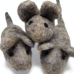 Hand Felted Wool Cat Toy Mice Earthtone Solutions Natural-0
