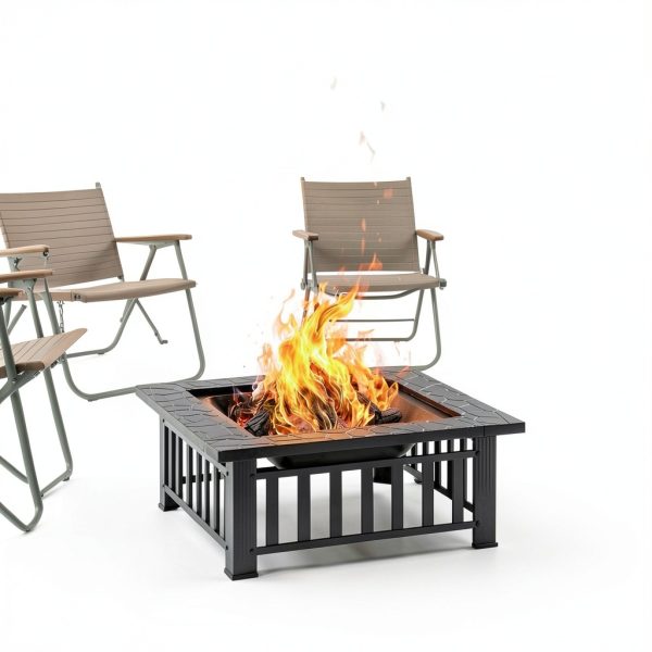 Panovue Outdoor Fire Pit Table American Style Iron Wood-6