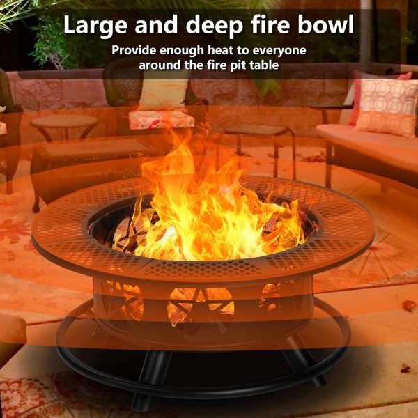 OutVue Fire Pit Table Stainless Steel Wood Burning Outdoor-4