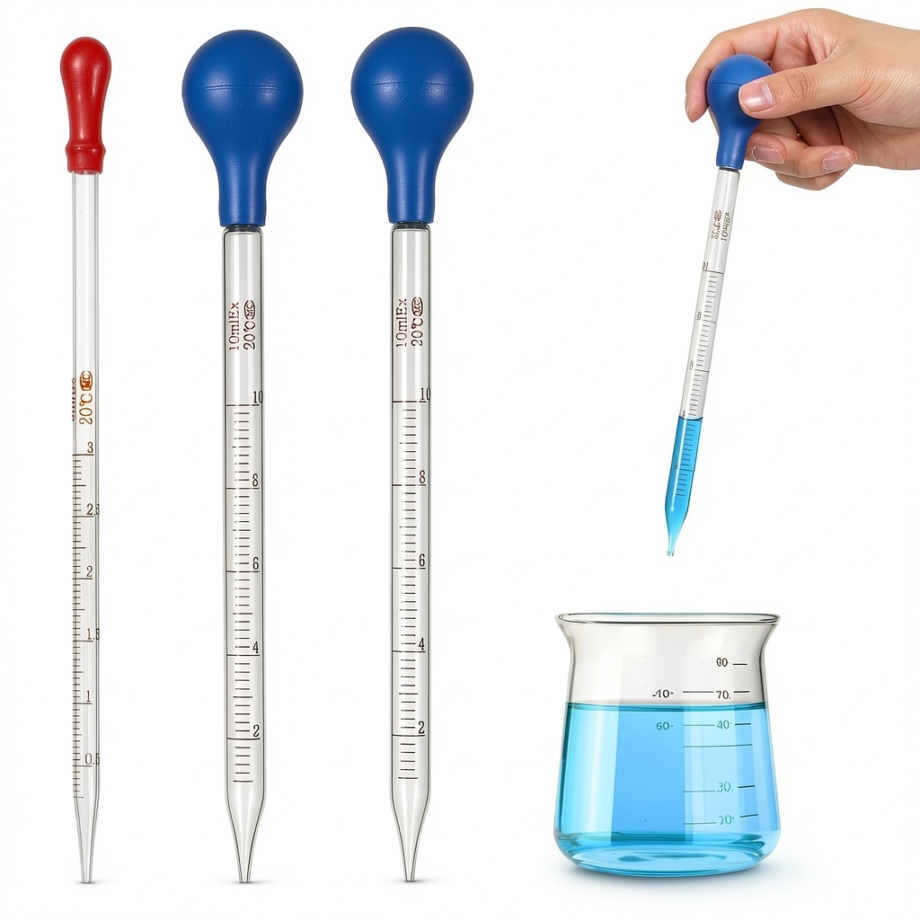 LXUEJIE glass dropper pipettes with clear scales and red silicone caps
