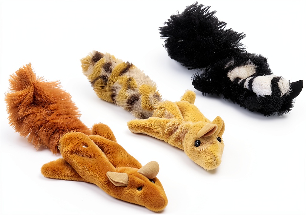 Ethical Pets Skinneeez cat toys in a forest setting