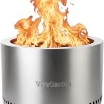 VivaGarden Smokeless Fire Pit Stainless Steel Outdoor-0