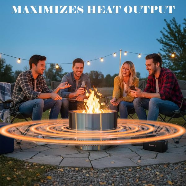 VivaGarden Smokeless Fire Pit Stainless Steel Outdoor-3
