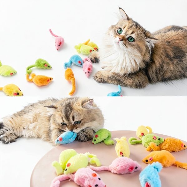 MeoHui Cat Toy Mice Faux Fur Rattling Catnip Filled-1