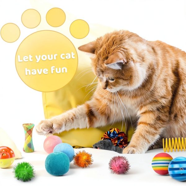 QUOZUO Cat Toys Pack 60pcs Balls Springs Mice Interactive-4