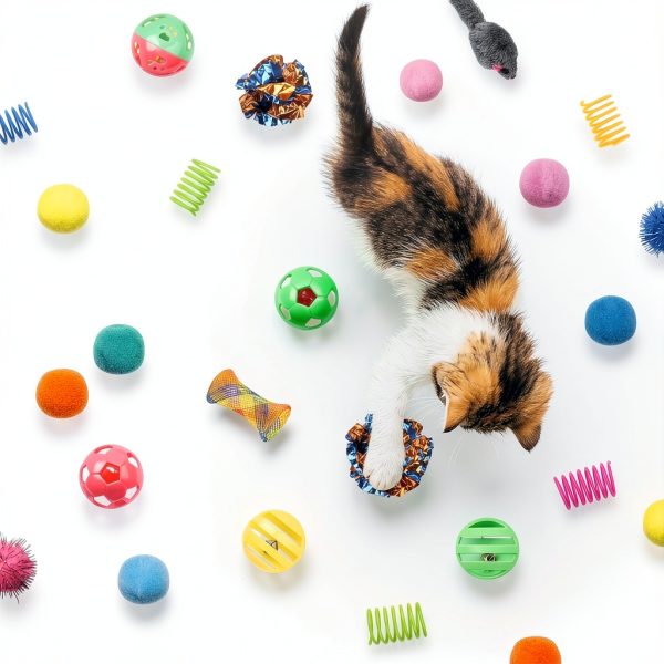 QUOZUO Cat Toys Pack 60pcs Balls Springs Mice Interactive-6