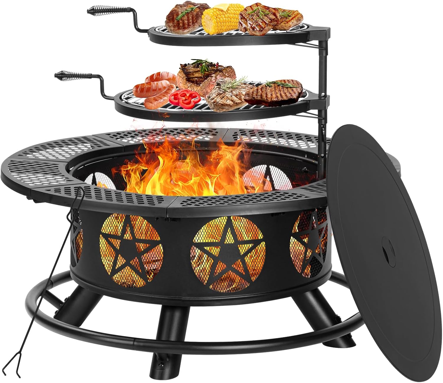 OutVue Fire Pit Table assembled in a backyard setting