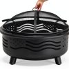 BreezZ American Flag Fire Pit Metal Wood Burning Outdoor-2
