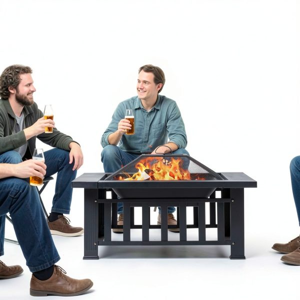 Panovue Outdoor Fire Pit Table American Style Iron Wood-1