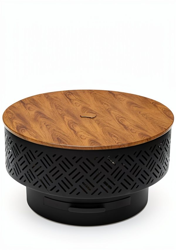 OutVue Wood Burning Fire Pit Grill Modern Iron Outdoor-5