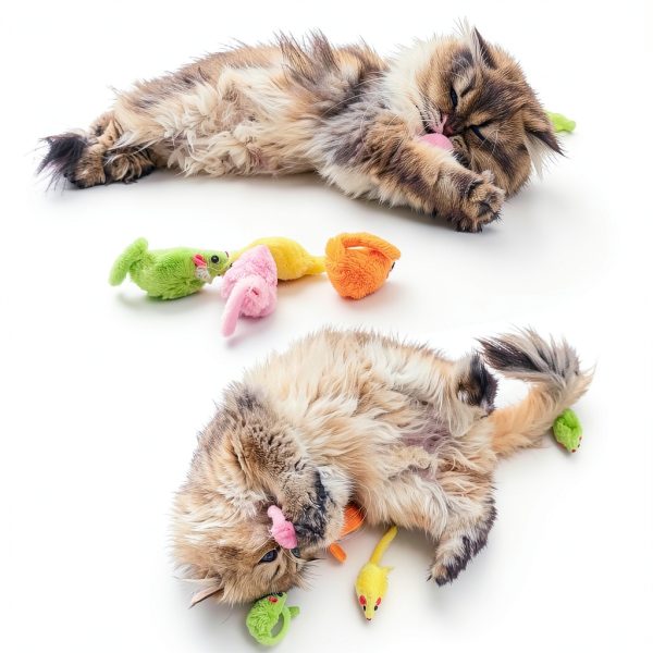 MeoHui Cat Toy Mice Faux Fur Rattling Catnip Filled-5