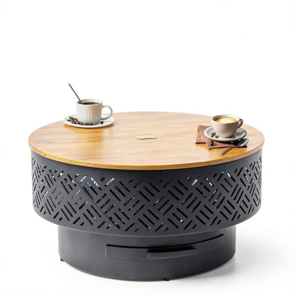 OutVue Wood Burning Fire Pit Grill Modern Iron Outdoor-0