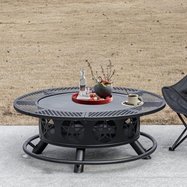 OutVue Fire Pit Table Stainless Steel Wood Burning Outdoor-3