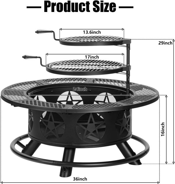 OutVue Fire Pit Table Stainless Steel Wood Burning Outdoor-6