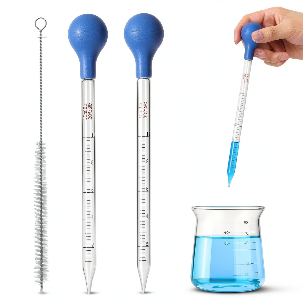 Yolev glass pipette set with graduated markings and blue silicone tips