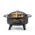 BreezZ American Flag Fire Pit Metal Wood Burning Outdoor-0