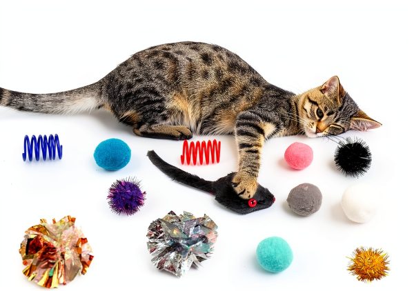 PietyPet Cat Toys Pack 60pcs Balls Springs Mice Play-3