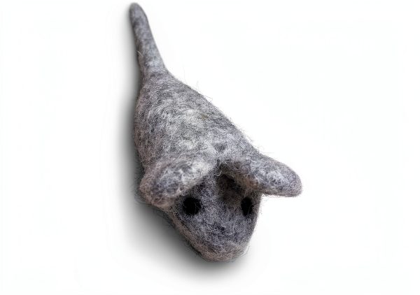 Hand Felted Wool Cat Toy Mice Earthtone Solutions Natural-1