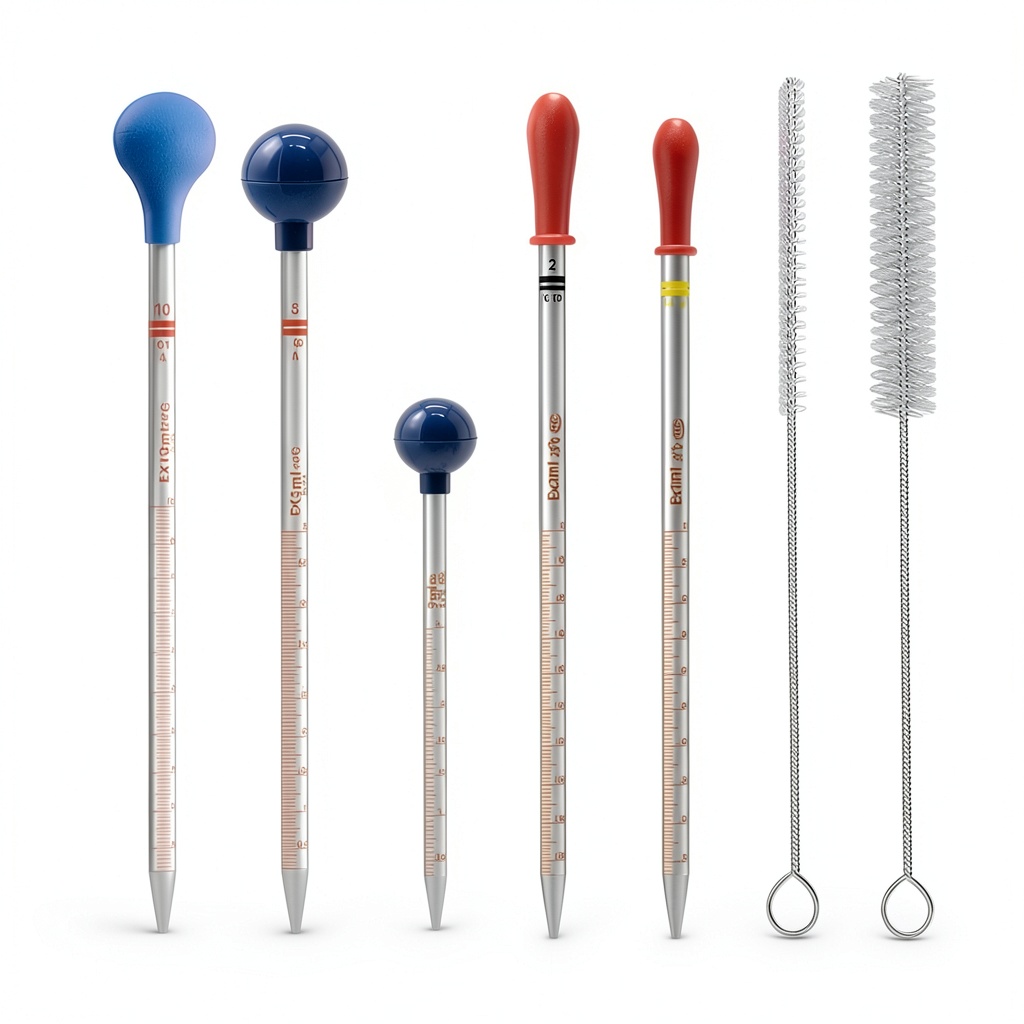 Glass dropper pipettes being used in a chemistry lab